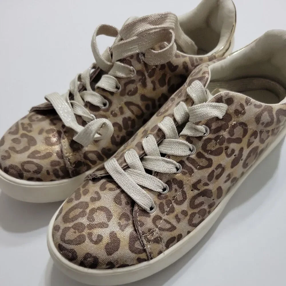 Sophie17 Shoes Girls 4 Leapord Brown Sneaker Classic Lace Up Low Top Flat Animal